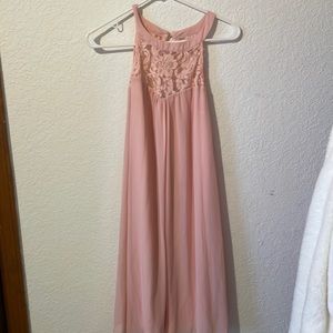 Pink flowy lace dress